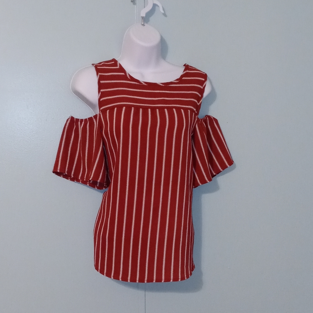 Unknown Brand/Size‎ Cold Shoulder Blouse looks Medium/Large Stripes